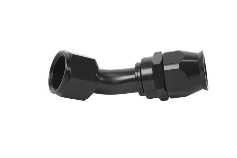 Aeromotive PTFE Hose End - AN-12 - 45 Deg - Black Anodized Fittings Aeromotive