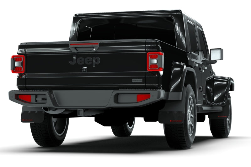 Rally Armor 19-25 Jeep Gladiator JT (Incl. Overland/Sport/Sport S) Black Mud Flap w/Grey Logo Mud Flaps Rally Armor