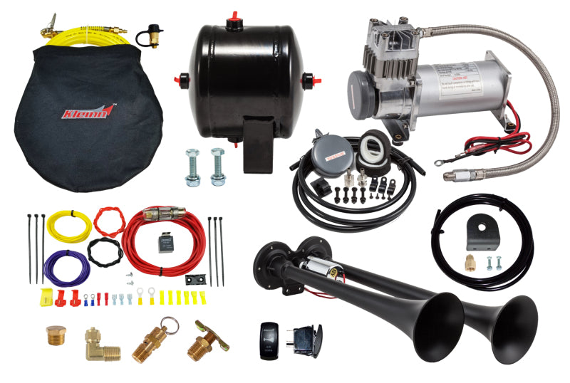 Kleinn Dual Black Horn Kit w/ 150 PSI Waterproof 0.5 gal Air Tank Horns Kleinn Air Horns