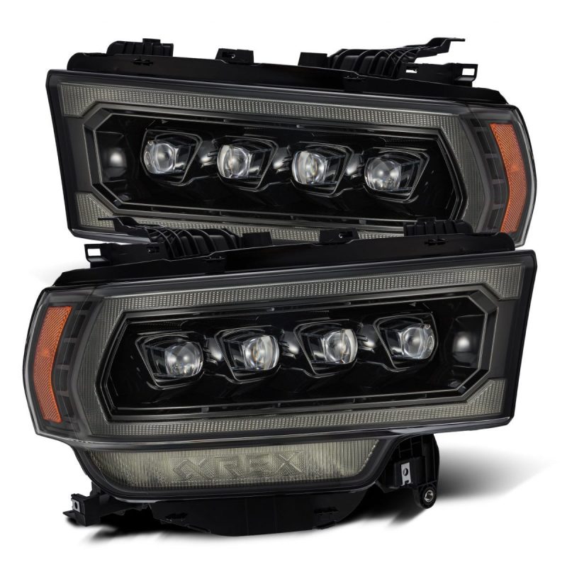 AlphaRex 19-21 Ram 2500 NOVA LED Proj Headlights Plank Style Alpha Blk w/Activ Light/Seq Signal/DRL Headlights AlphaRex