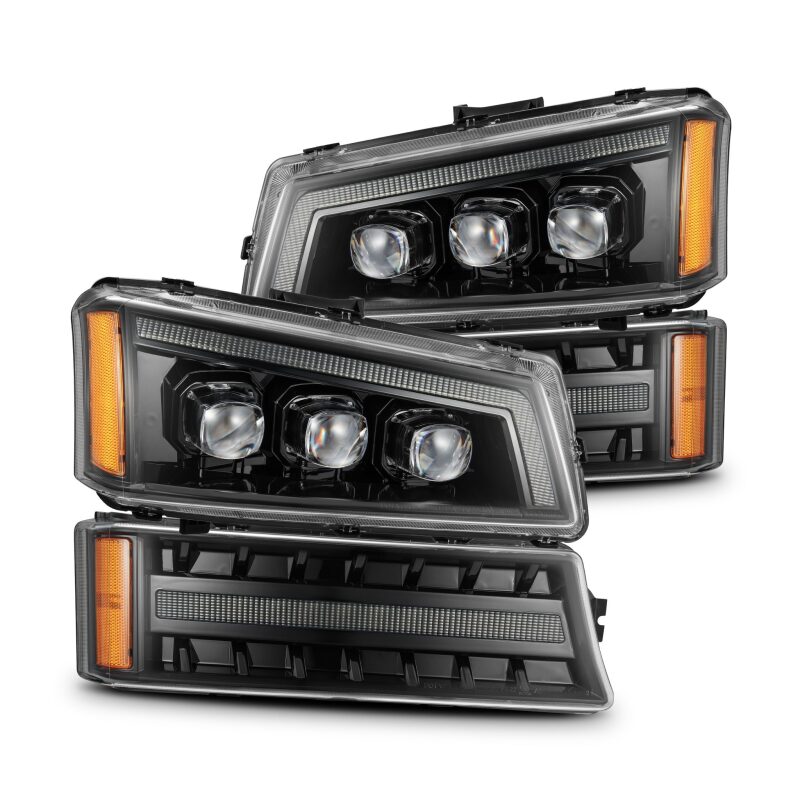 AlphaRex 03-06 Chevy Silverado 1500/2500HD/3500HD/Avalanche Alpha-Black NOVA LED Proj Headlights Headlights AlphaRex