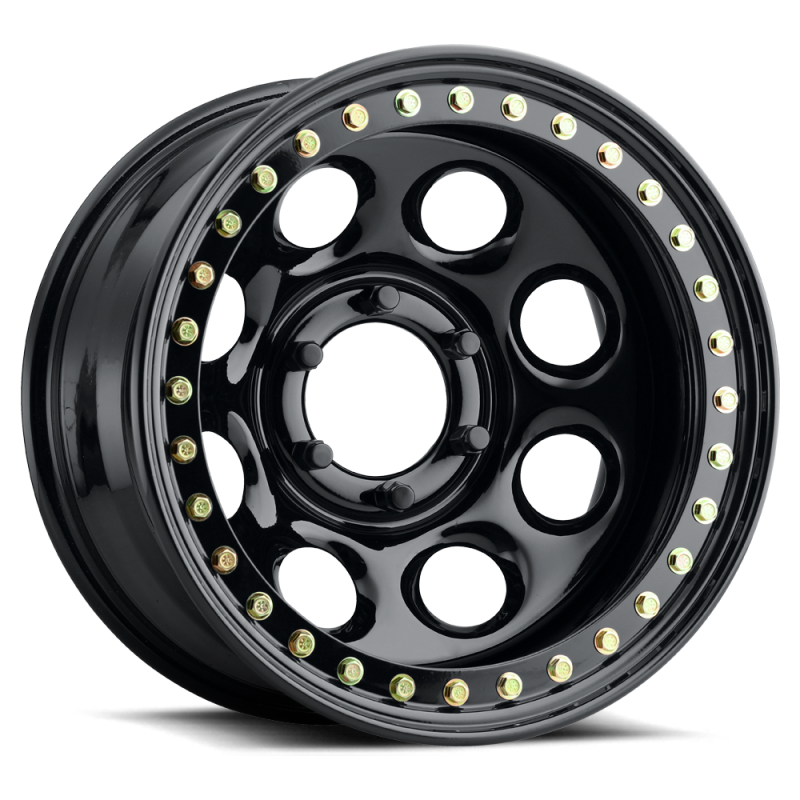 Raceline RT81 Rock 8 17x9.5in/8x165.1 BP/-44mm Offset/130.81mm Bore - Gloss Black Beadlock Wheel Wheels - Steel Raceline