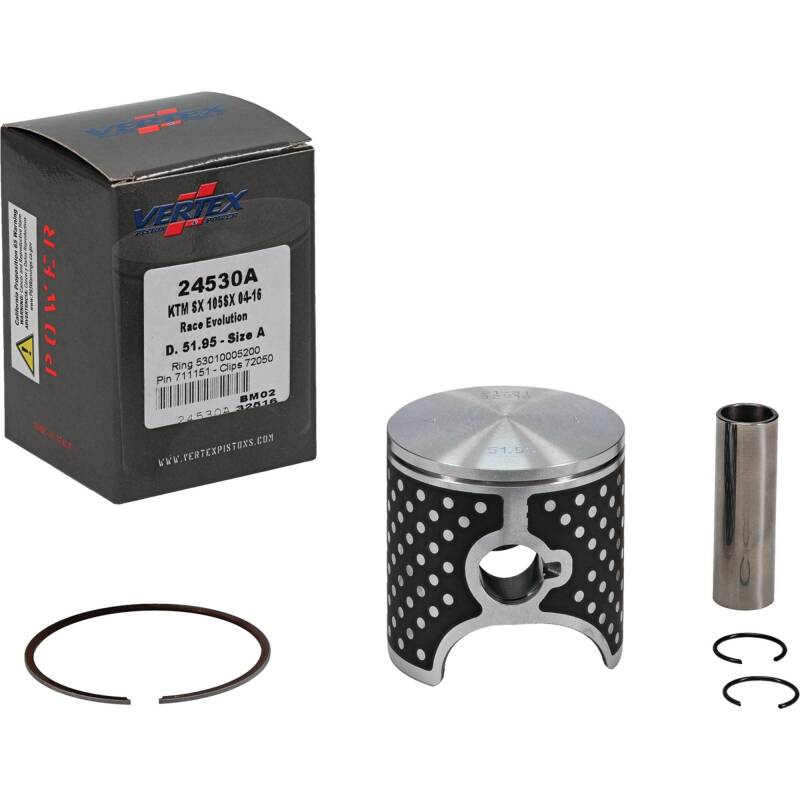 Vertex Piston 04-11 KTM 105 SX 105cc Cast Race Evolution Stroker Piston Kit 112cc 15mm Piston Sets - Powersports Vertex Pistons
