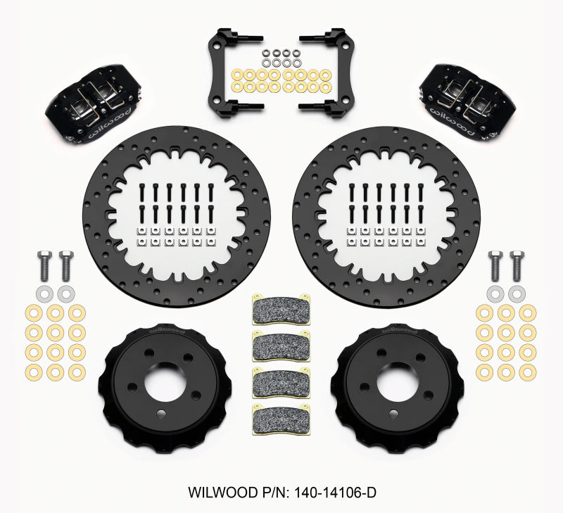 Wilwood Dynapro Radial Rear Drag Kit 12.90in Drilled 15-23 Mustang Big Brake Kits Wilwood