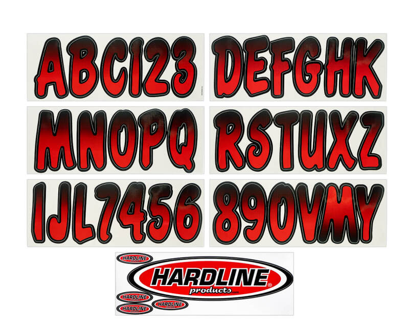 Hardline Boat Lettering Registration Kit 3 in. - 200 Red/Black Stickers/Decals/Banners Hardline