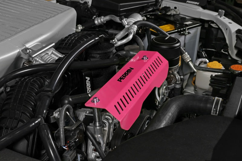 PERRIN 22-25 Subaru WRX Pulley Cover - Hyper Pink (SHORT - For Use w/PERRIN AOS) Engine Covers Perrin Performance