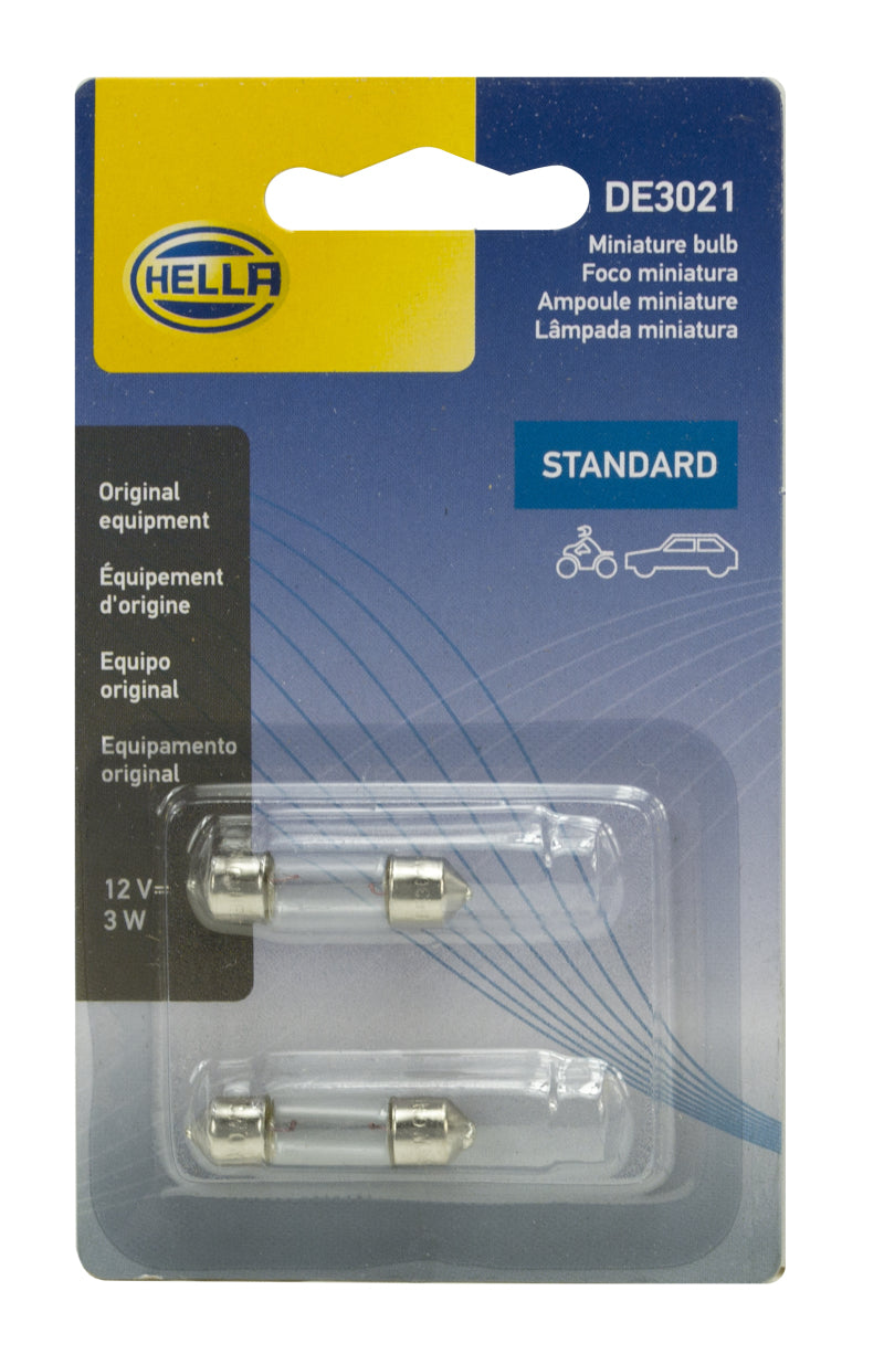 Hella Bulb 3021 12V 3W Sv78 T25 8X29Mm (2) Bulbs Hella