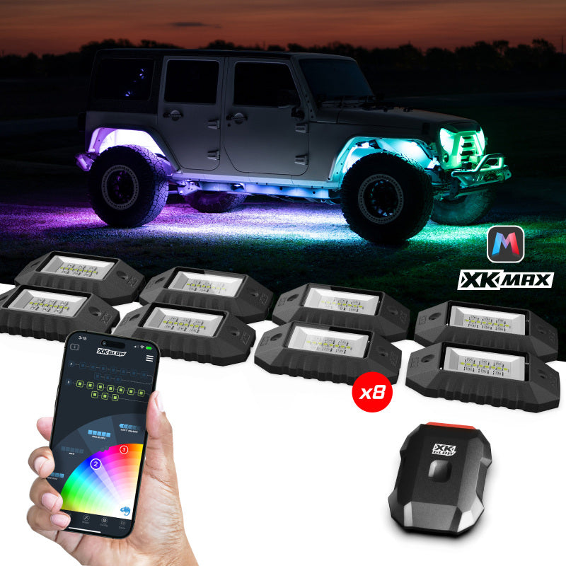 XK Glow RGBW 8pc Addressable LED Rock Light Kit Light Bars & Cubes XKGLOW
