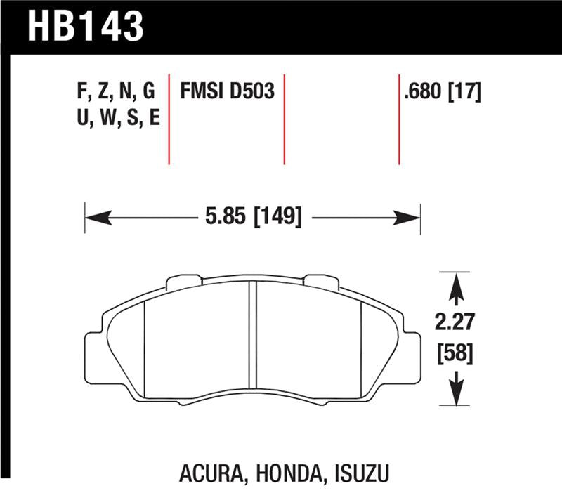 Hawk 97-01 Honda Prelude Performance Ceramic Street Front Brake Pads Brake Pads - Performance Hawk Performance