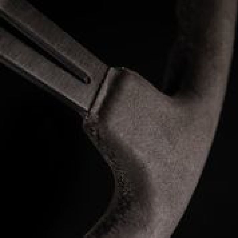NRG Reinforced Steering Wheel (350mm / 3in. Deep) Black Leather w/ Alcantara Stitching Steering Wheels NRG