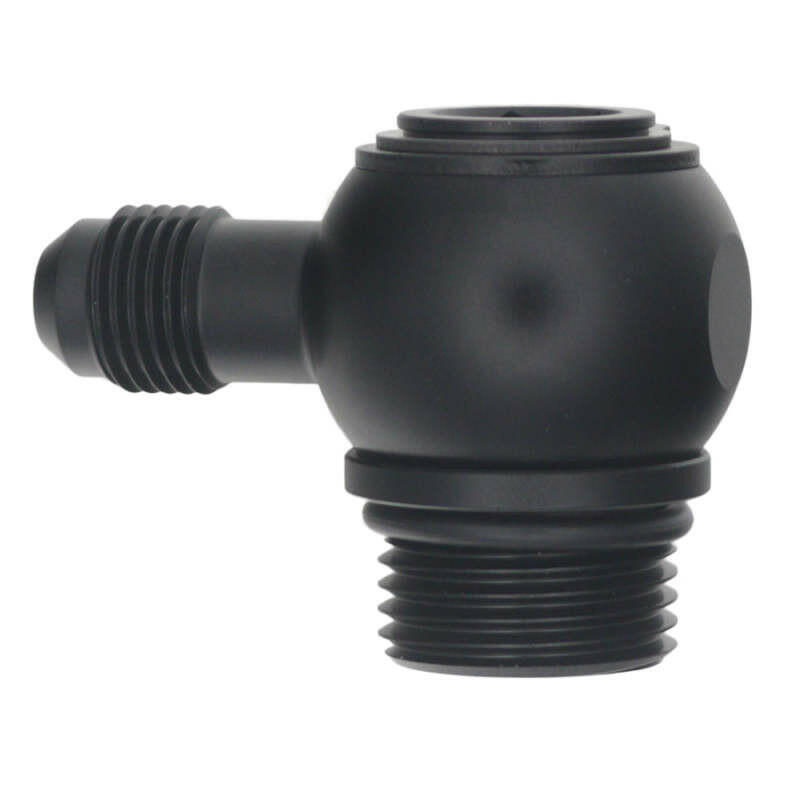 DeatschWerks 10AN ORB Male to 6AN Male Flare Low Profile 90-Degree Swivel - Anodized Matte Black Fittings DeatschWerks
