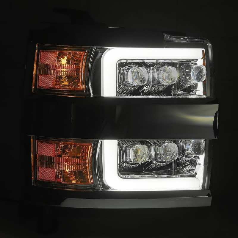 AlphaRex 15-18 Chevy 2500HD NOVA LED Proj Headlights Plank Style Chrome w/Activ Light/Seq Signal/DRL Headlights AlphaRex