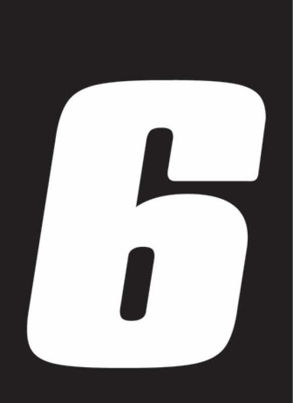Hardline Dirt Digits 3pk 5.5 in. - High Gloss Number 6 - White Stickers/Decals/Banners Hardline