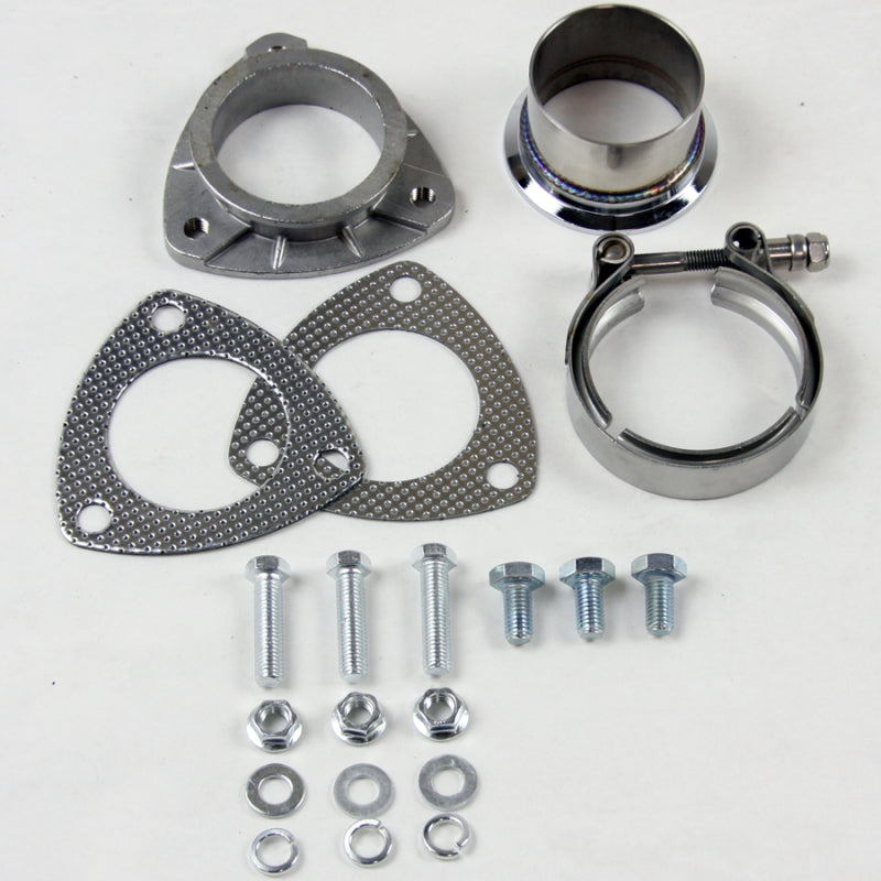 Granatelli 2.5in V-Band to Straight Connection Cutout w/Gaskets (3-Bolt) Exhaust Adapters Granatelli Motor Sports