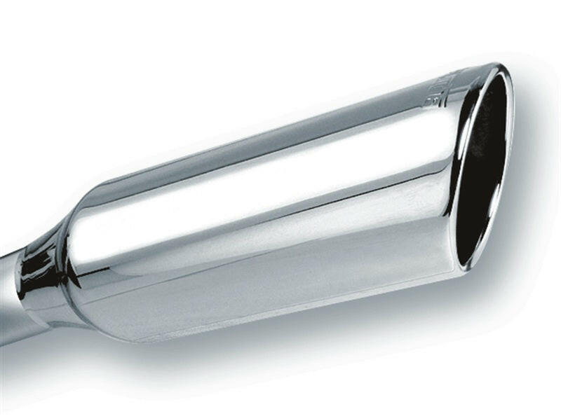 Borla 2.25in Inlet 4in Round Rolled Angle Cut x 12in Long Embossed Exhaust Tip Tips Borla