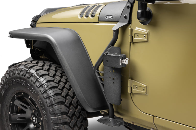 Go Rhino 07-18 Jeep Wrangler JK/JKU Front Fender Jack Mount for Hi-Lift Jack - Tex. Blk Jacks Go Rhino