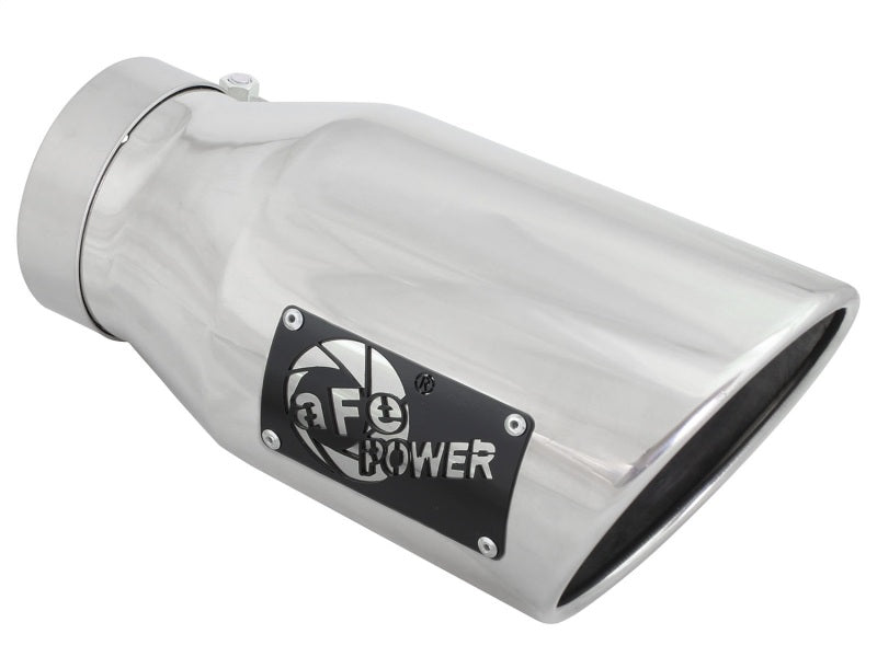 aFe MACH Force-XP 304 SS Right Side Single Wall Polished Exhaust Tip 4in Inlet x 6in Outlet x 12in L Tips aFe