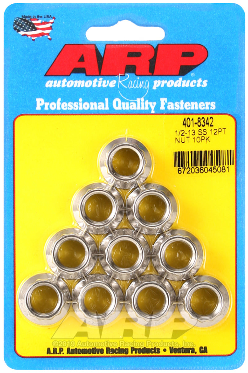 ARP 1/2-13 SS 12pt Nut Kit (Pack of 10) Hardware Kits - Other ARP