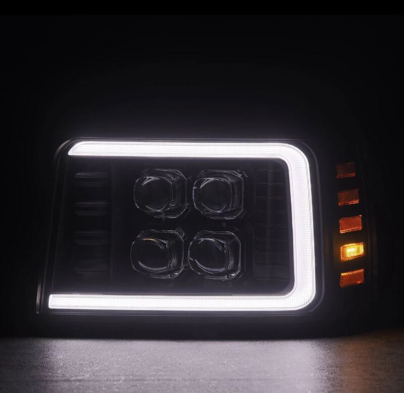 AlphaRex 92-96 Ford F-Series/Bronco NOVA-Series LED Proj Headlight Bk w/Actv Light SeqSig & SBDRL Headlights AlphaRex