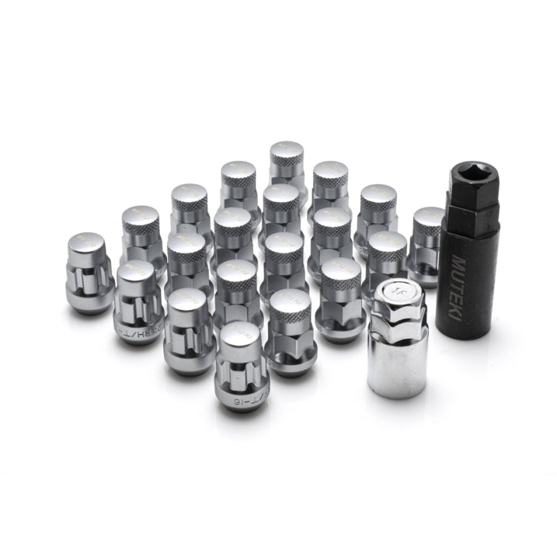 Wheel Mate Muteki SR35 Close End Lug Nuts w/ Lock Set - Satin Silver 12x1.25 35mm Lug Nuts Wheel Mate