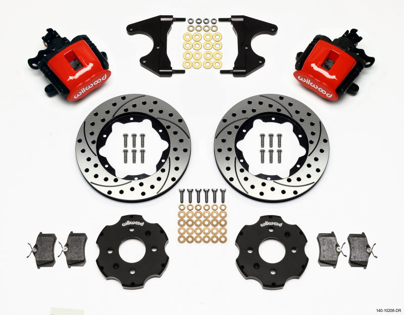 Wilwood Combination Parking Brake Rear Kit 11.00in Drilled Red Civic / Integra Drum 2.46 Hub Offset Brake Calipers - Perf Wilwood