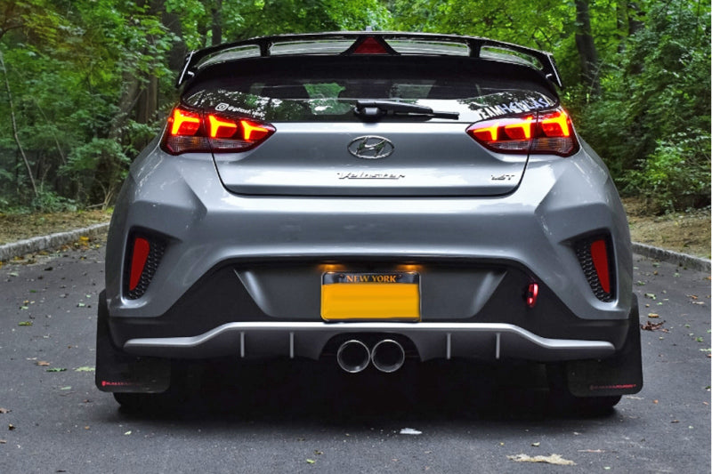 Rally Armor 19-21 Hyundai Veloster Turbo/2.0/R-Spec Black UR Mud Flap w/White Logo Mud Flaps Rally Armor