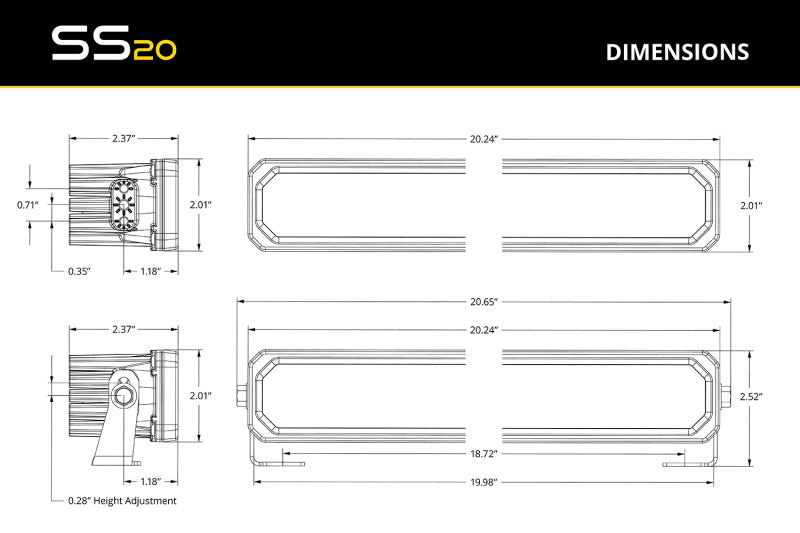 Diode Dynamics SS20 Pro Yellow Combo Standard ABL (one) Light Bars & Cubes Diode Dynamics