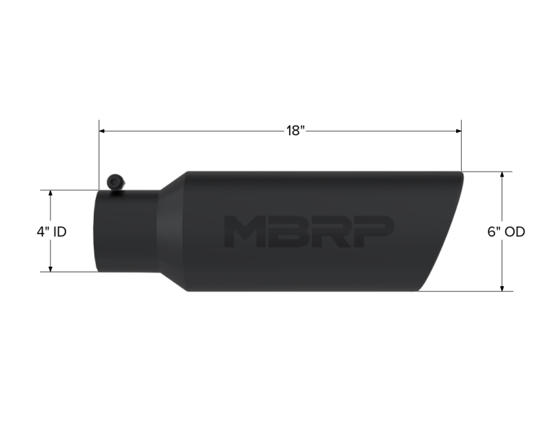 MBRP Universal Tip 6in OD Rolled End 4in Inlet 18in L Black Coated Exhaust Tip Tips MBRP