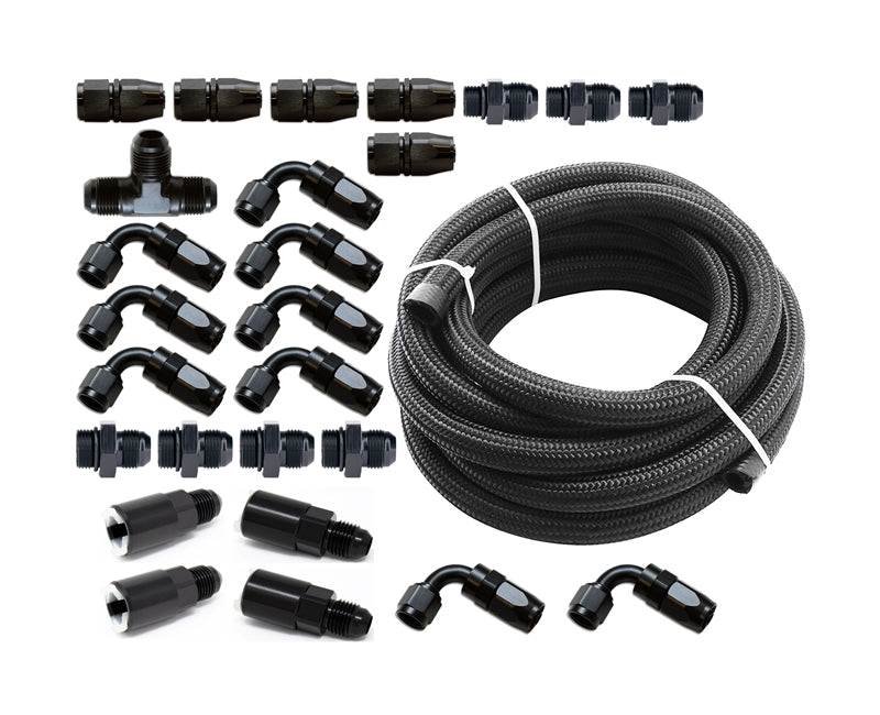 Torque Solution Braided Fuel Line Kit for -6 Aeromotive FPR & Flex Fuel Kit - 02-14 Subaru WRX Flex Fuel Kit Torque Solution