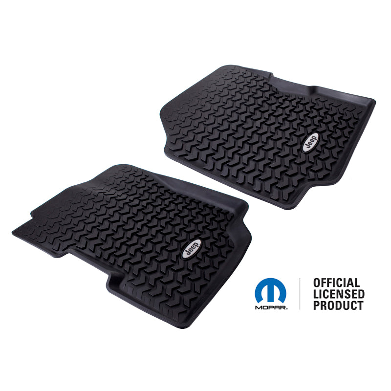 Rugged Ridge Floor Liner Front Black 1976-1995 Jeep Logo CJ-7 / CJ-8 / Jeep Wrangler YJ Floor Mats - Rubber Rugged Ridge