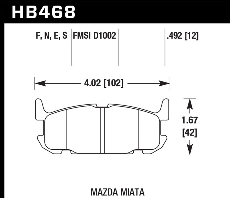 Hawk 04-05 Mazda Miata HT-10 Race Rear Brake Pads Brake Pads - Racing Hawk Performance