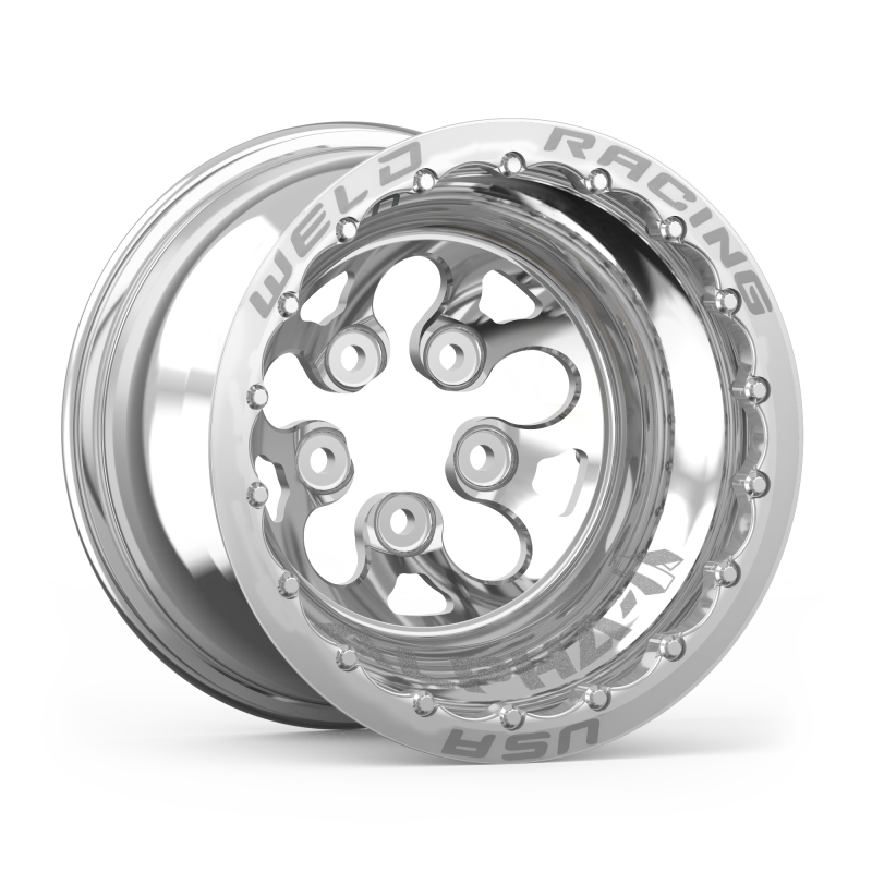 Weld Alpha-1 15x12 / 5x4.75 BP / 3in. BS Polished Wheel - Polished Double Beadlock MT Wheels - Forged Weld