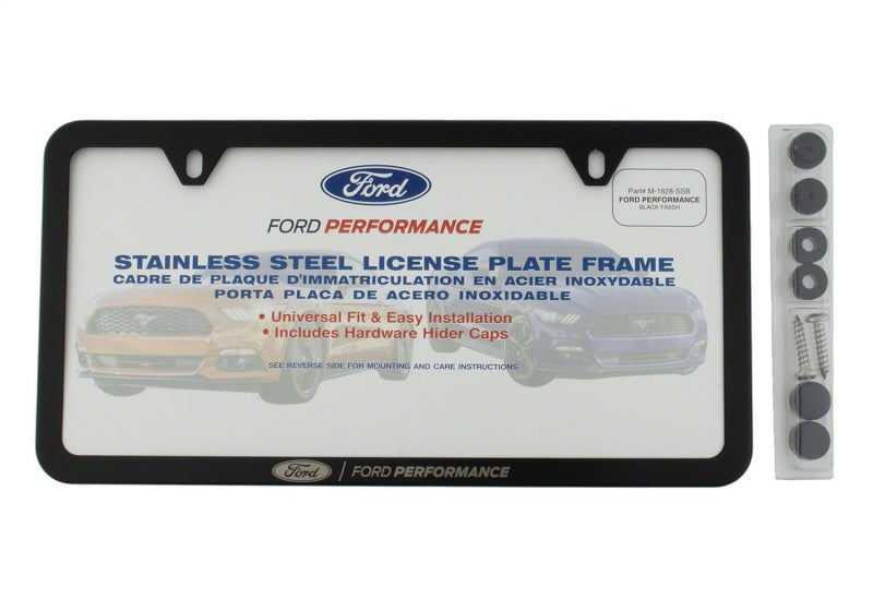 Ford Racing Ford Performance Slim License Plate Frame - Black Stainless Steel License Frame Ford Racing