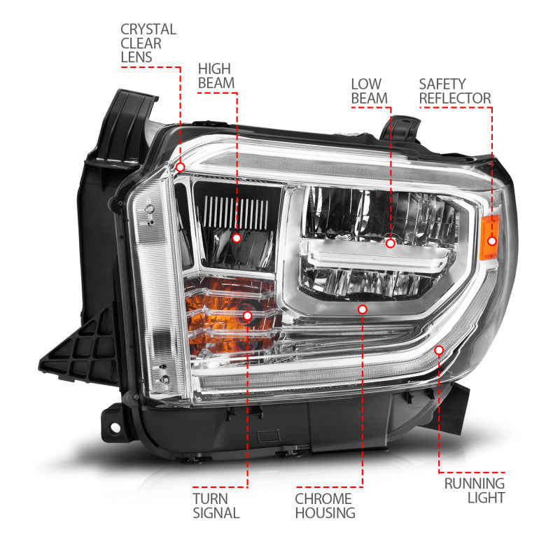 ANZO 2014-2017 Toyota Tundra LED Crystal Headlights w/ Switchback Chrome Housing w/ DRL Headlights ANZO