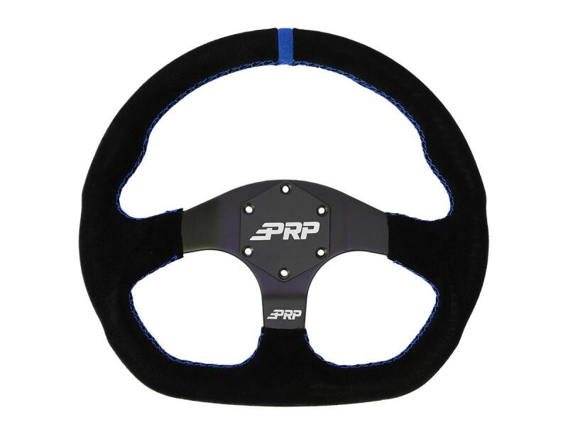 PRP Comp-R D-Shape Suede Steering Wheel - Blue Steering Wheels PRP Seats