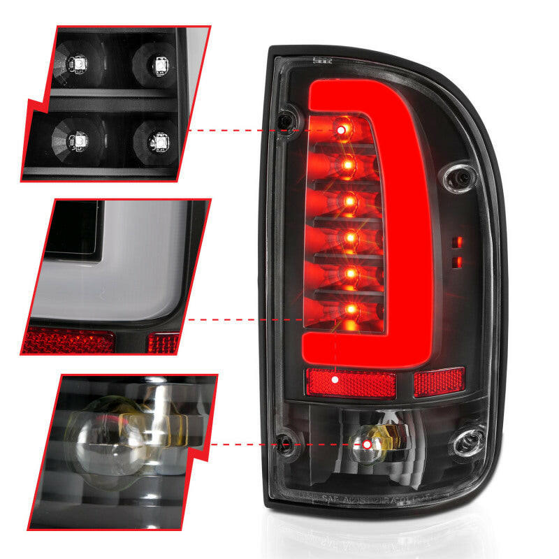 ANZO 95-00 Toyota Tacoma LED Taillights Black Housing Clear Lens (Pair) Tail Lights ANZO