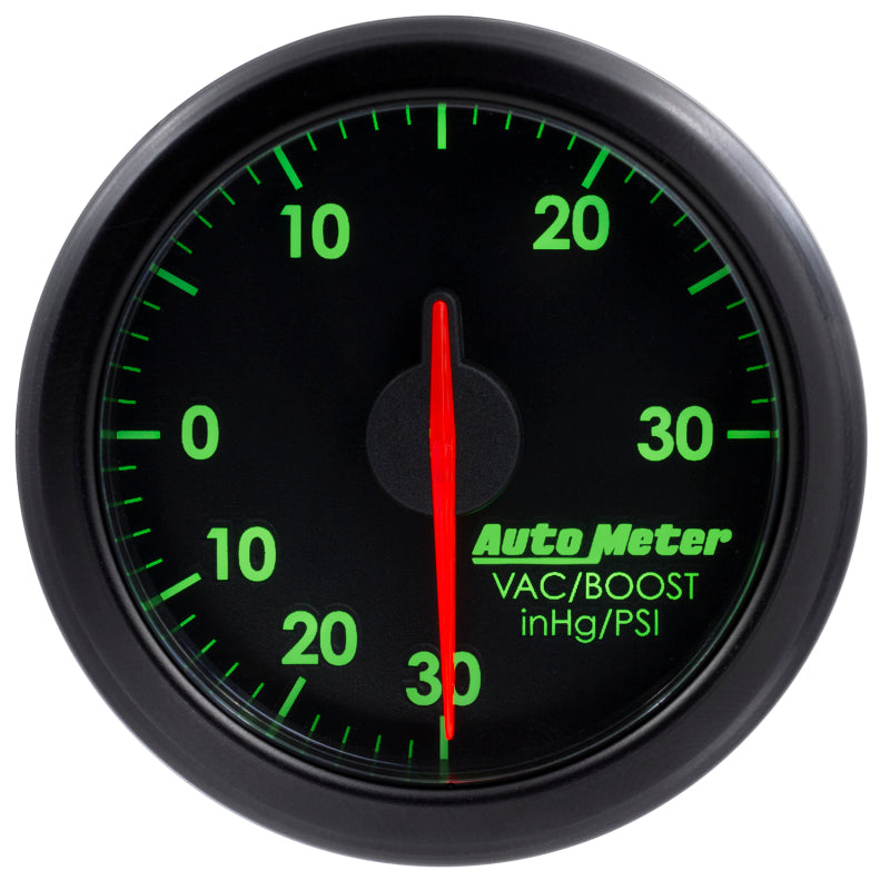 Autometer Airdrive 2-1/6in Boost/Vac Gauge 30in HG/30 PSI - Black Gauges AutoMeter