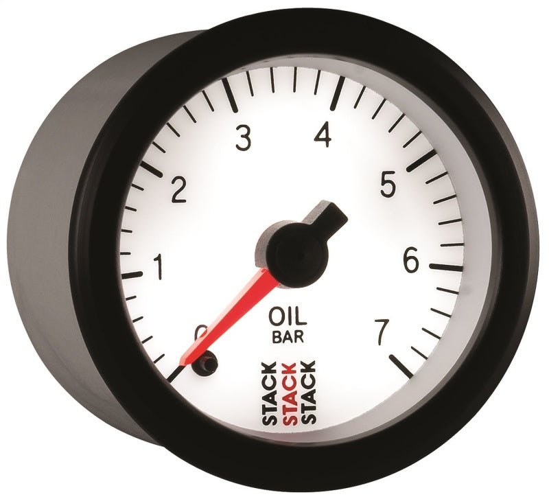 Autometer Stack 52mm 0-7 Bar M10 Male Pro Stepper Motor Oil Pressure Gauge - White Gauges AutoMeter