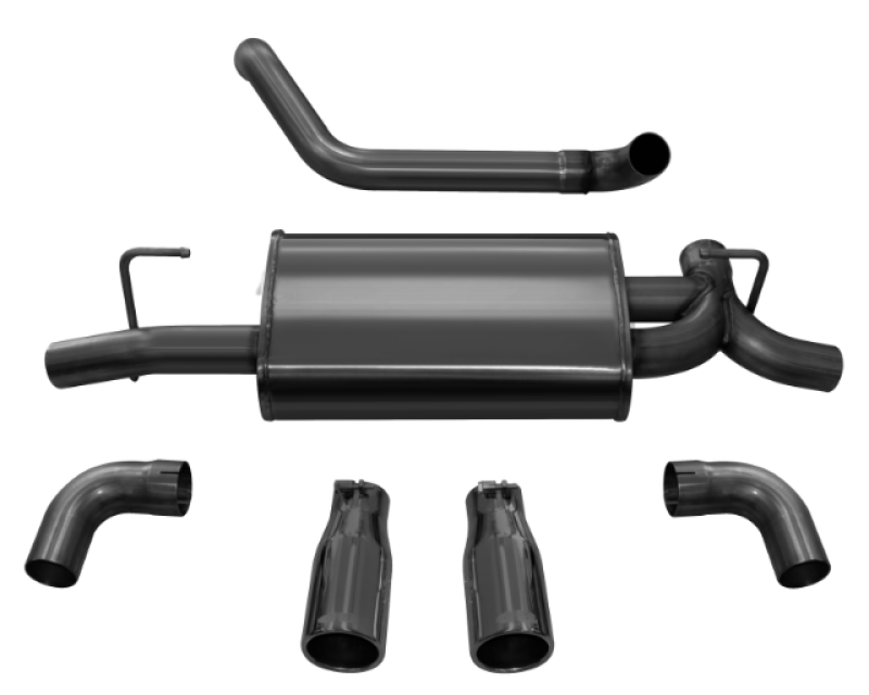 Corsa 2018-2025 Jeep Wrangler JL 2.5in Dual Rear Exit Black Tips Sport Axle-Back Exhaust Axle Back CORSA Performance