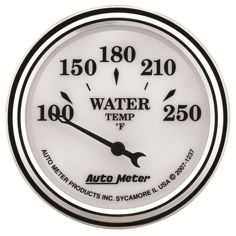 AutoMeter Gauge Water Temp 2-1/16in. 250 Deg. F Elec Old Tyme White II Gauges AutoMeter