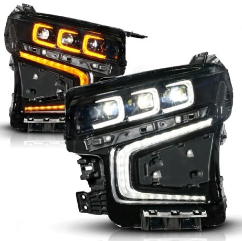 ANZO 21-23 Chevy Tahoe/Suburban LED Light Bar Style Headlights Black w/ Sequential DRL (Right Side) Headlights ANZO