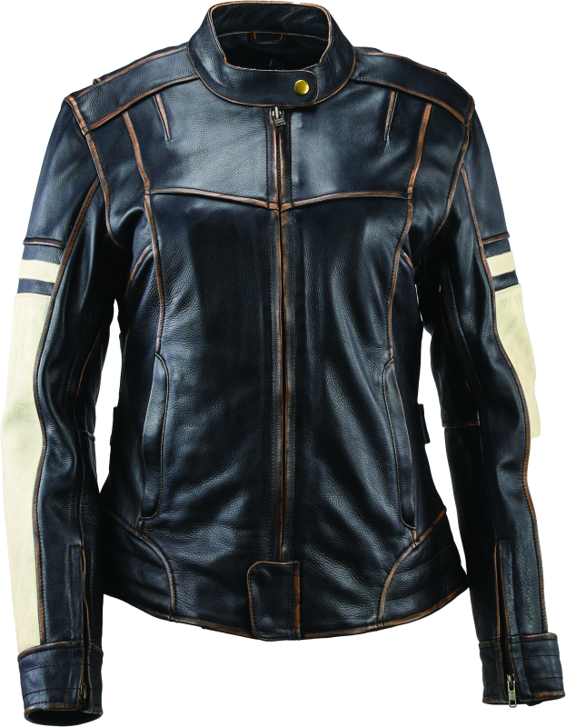 Kuryakyn Leather By River Road Dame Vintage Leather Jacket Black Womens - Large Jackets - Leather Kuryakyn