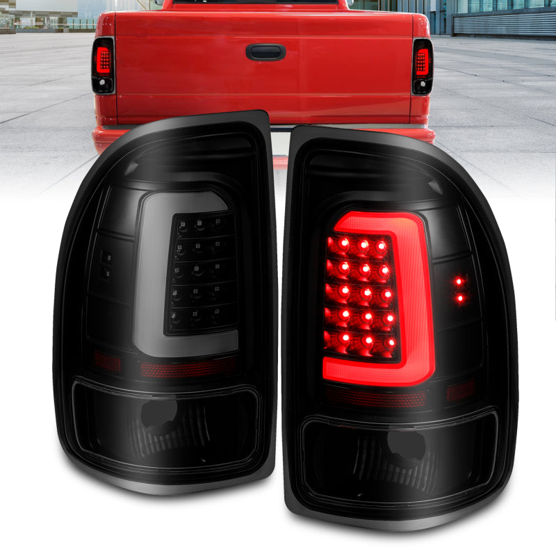 ANZO 1997-2004 Dodge Dakota LED Taillights Black Housing Smoke Lens Pair Tail Lights ANZO