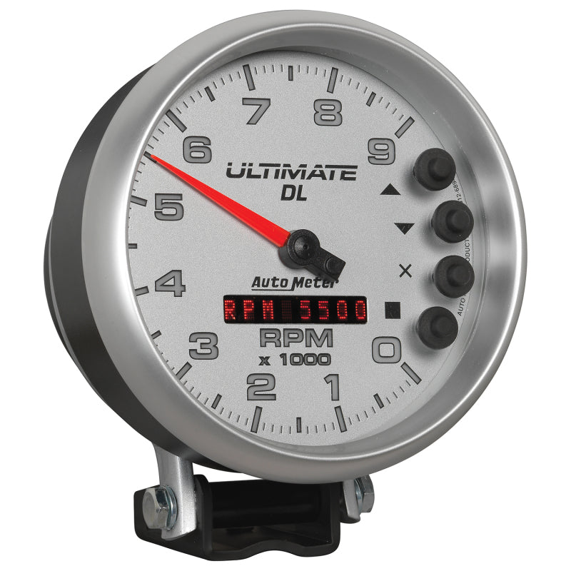 AutoMeter Gauge Tach 5in. 9K RPM Pedestal Datalogging Ultimate Dl Playback Silver Performance Monitors AutoMeter