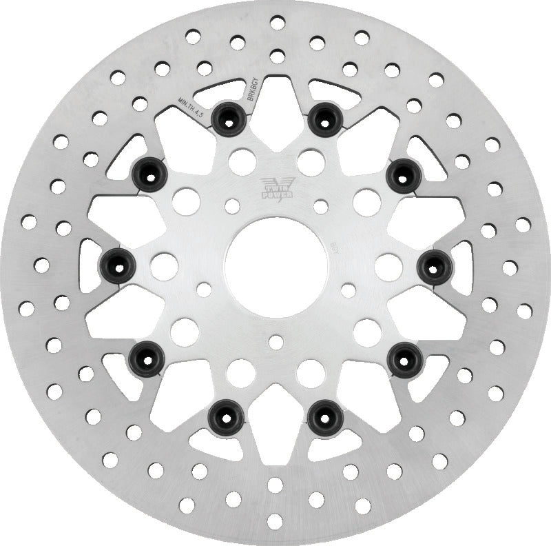 Twin Power 84-17 Big Twin Exc 11.8 and Lug Mount 84-13 XL Front 11.5 Floating Rotor Mesh Silver Brake Rotors - OE TwinPower
