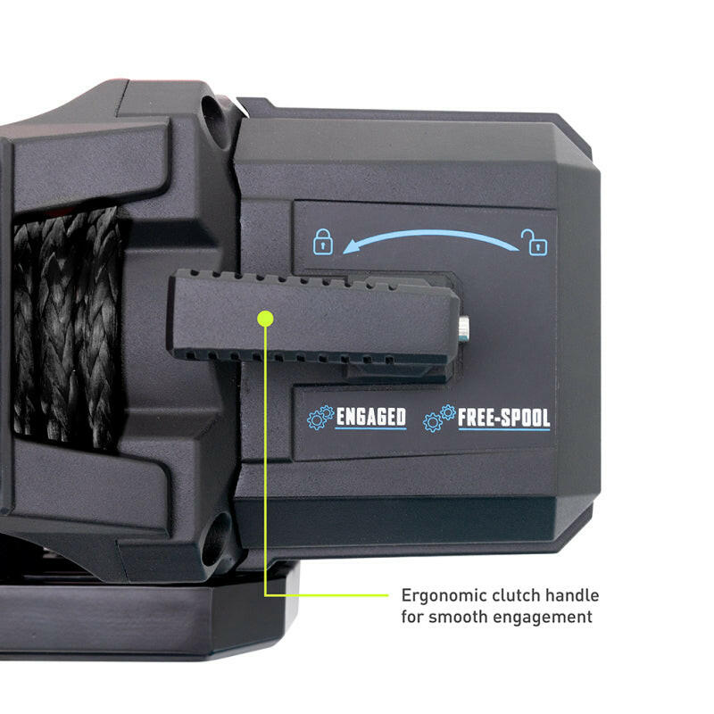 Borne Off-Road 12K Winch - Black Synthetic Rope Winches Borne Off-Road