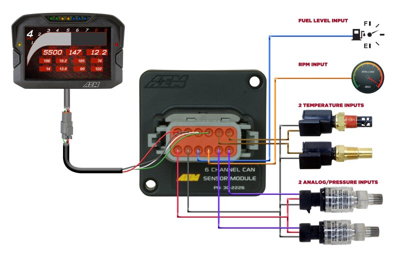 AEM 6 Channel CAN Sensor Module Data Acquisition AEM