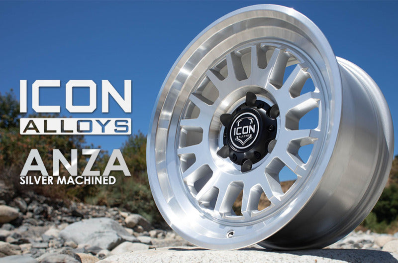 ICON Anza 17x8.5 / 5x5 / -6mm / 4.5in BS Silver Machined Wheel Wheels - Cast ICON