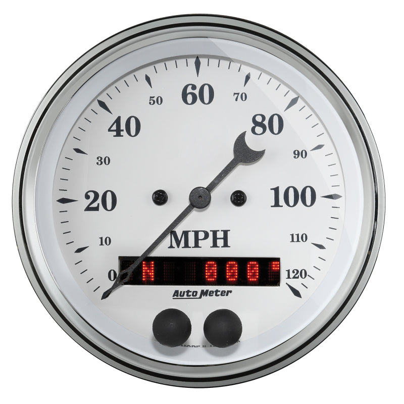 AutoMeter Gauge Speedometer 3-3/8in. 120MPH Gps Old Tyme White Gauges AutoMeter