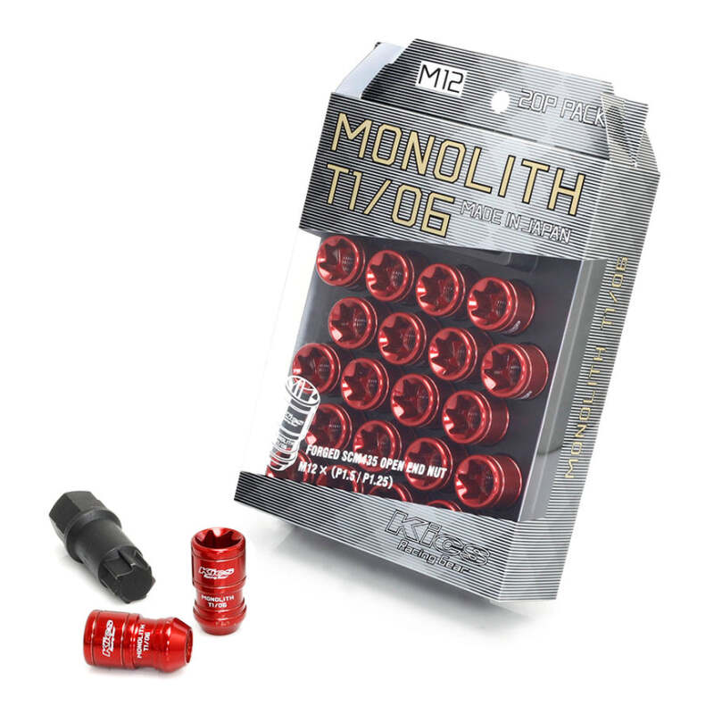 Project Kics 12x1.25 Monolith T1/06 Lut Nut Set - Red (20 Pcs) Lug Nuts Project Kics
